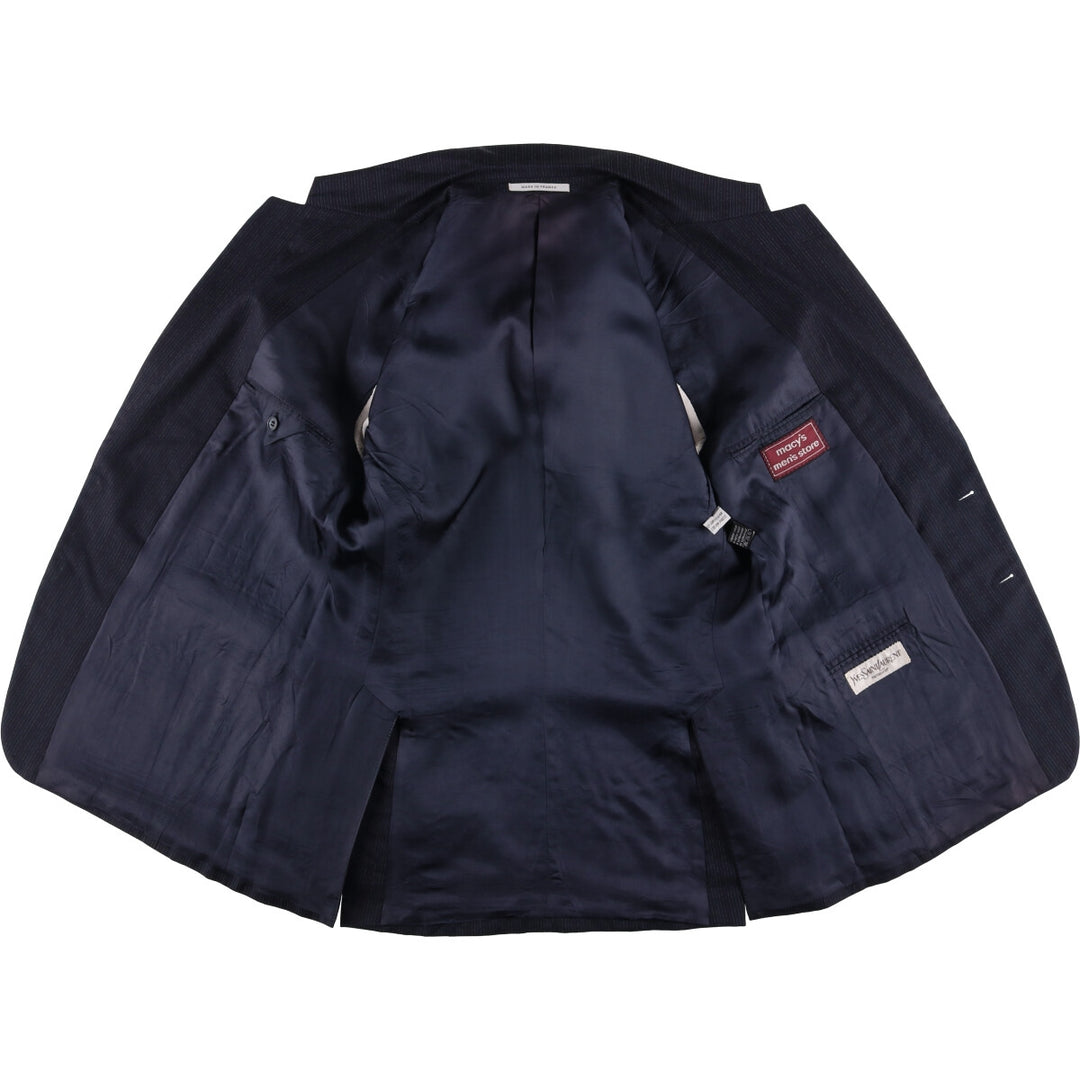 Yves Saint Laurent Striped Wool Tailored Jacket, Made in France, Men's Size M wool navy blue type Vintage Second Hand