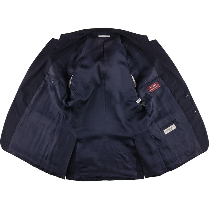 Yves Saint Laurent Striped Wool Tailored Jacket, Made in France, Men's Size M wool navy blue type Vintage Second Hand