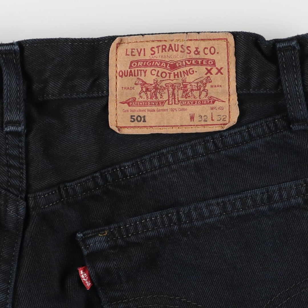 90'S Levi's 501-0165 Black Denim Straight Leg Denim Pants, Made in England, Men's, Size W30, Vintage cotton black type Vintage Second Hand