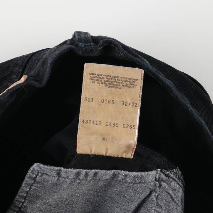 90'S Levi's 501-0165 Black Denim Straight Leg Denim Pants, Made in England, Men's, Size W30, Vintage cotton black type Vintage Second Hand