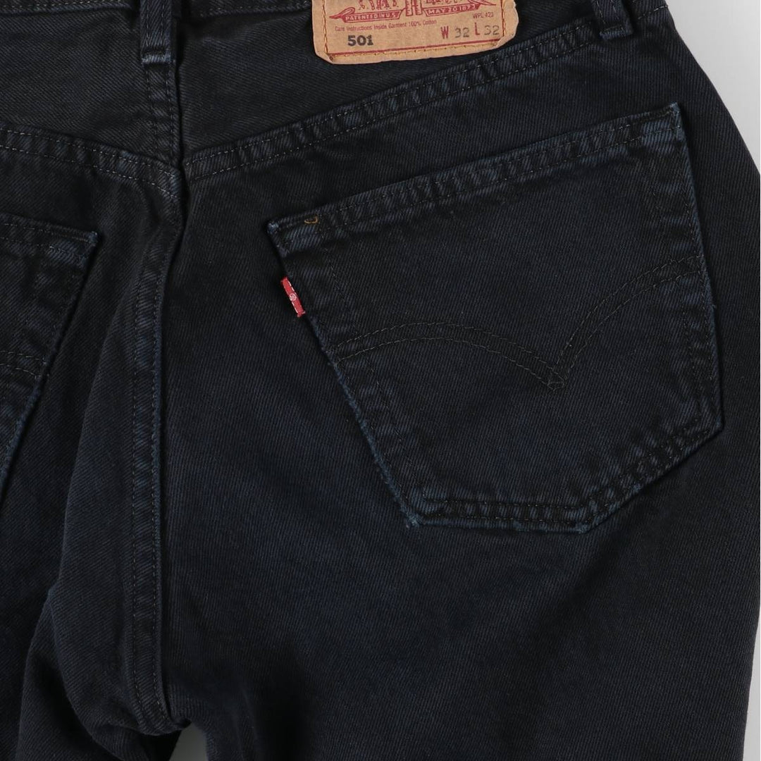 90'S Levi's 501-0165 Black Denim Straight Leg Denim Pants, Made in England, Men's, Size W30, Vintage cotton black type Vintage Second Hand