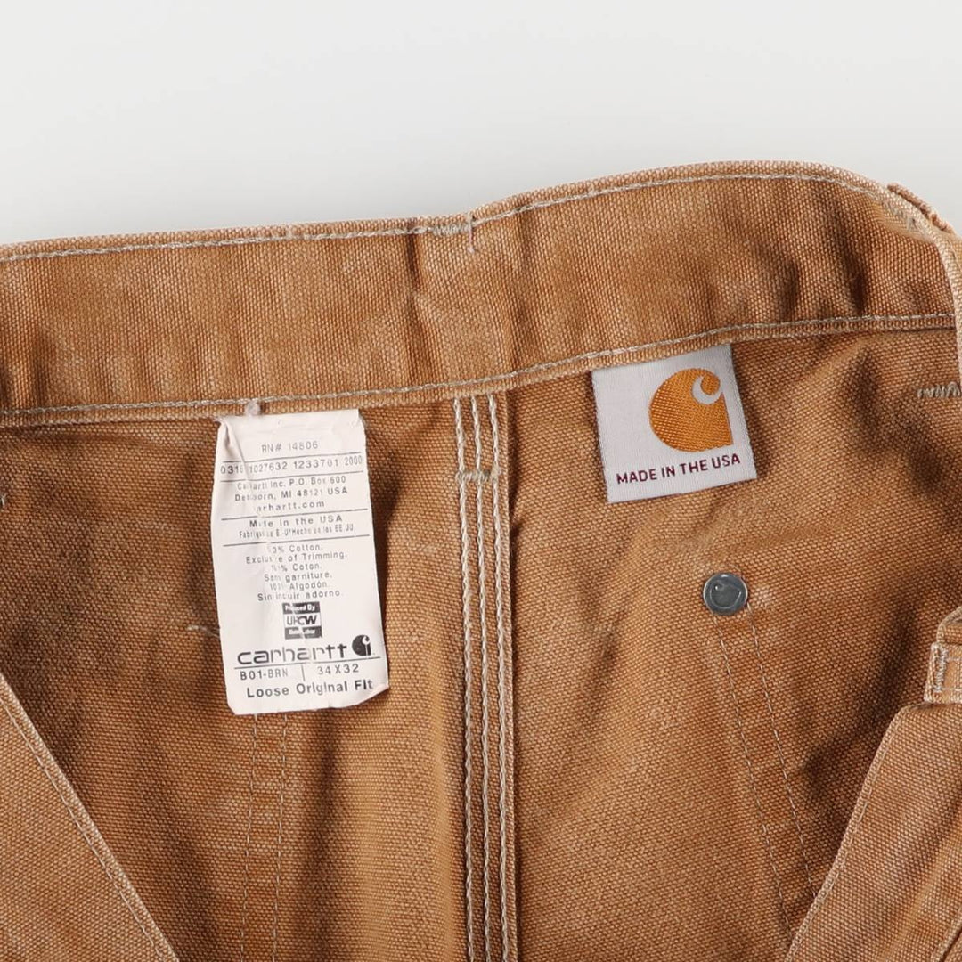 Carhartt Loose Original Fit Double Knee Duck Painter Pants, Made in USA, Men's W34 cotton brown type Vintage Second Hand