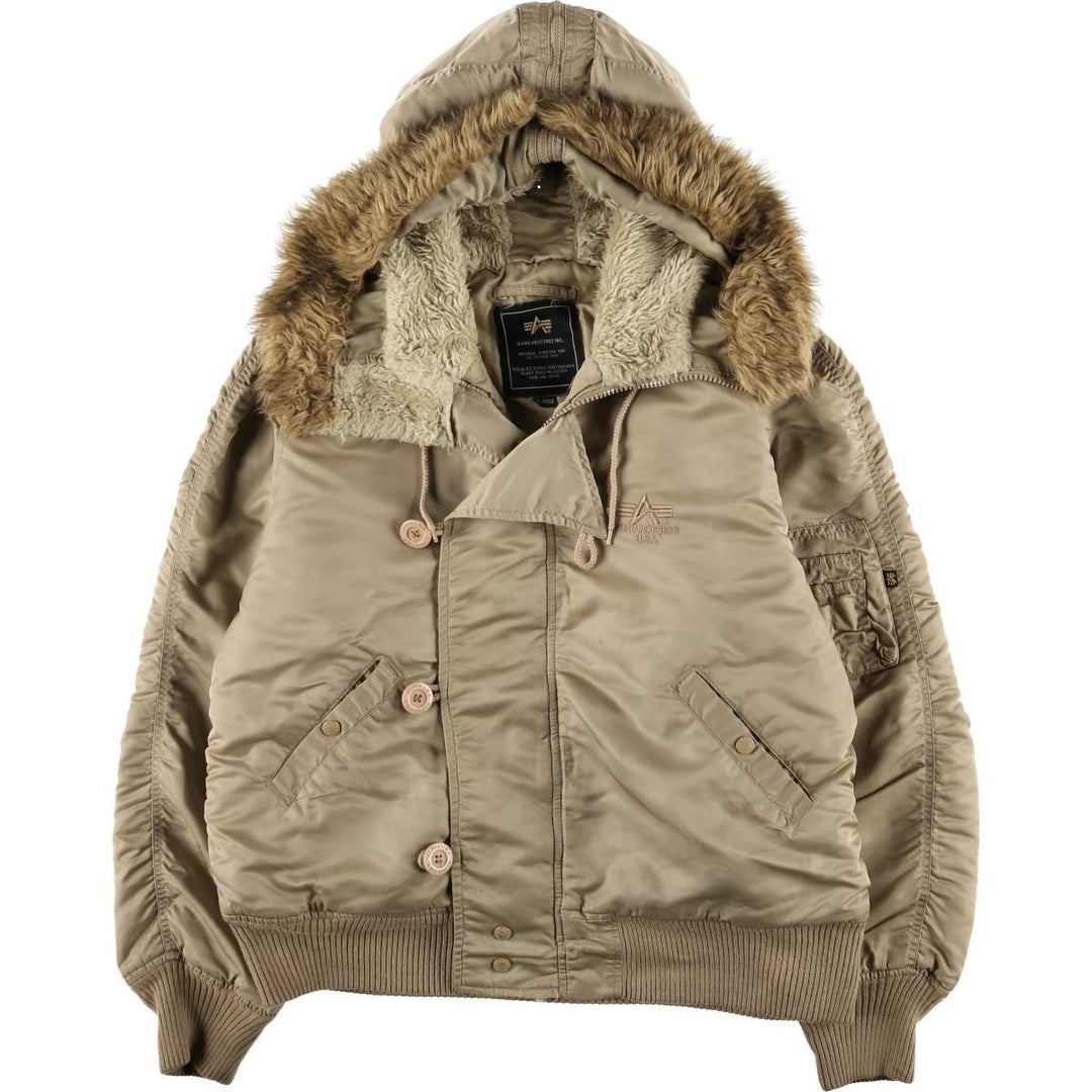 Alpha N-2B Type Padded Military Flight Jacket, Men's Size XL Nylon Beige type Vintage Second Hand