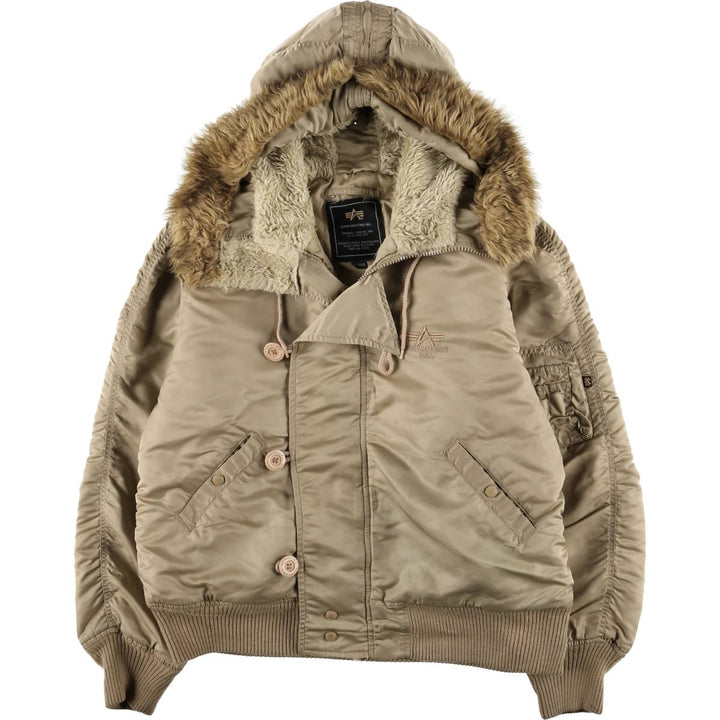 Alpha N-2B Type Padded Military Flight Jacket, Men's Size XL Nylon Beige type Vintage Second Hand