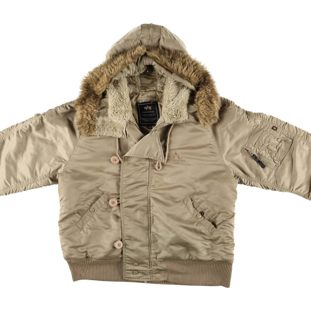 Alpha N-2B Type Padded Military Flight Jacket, Men's Size XL Nylon Beige type Vintage Second Hand