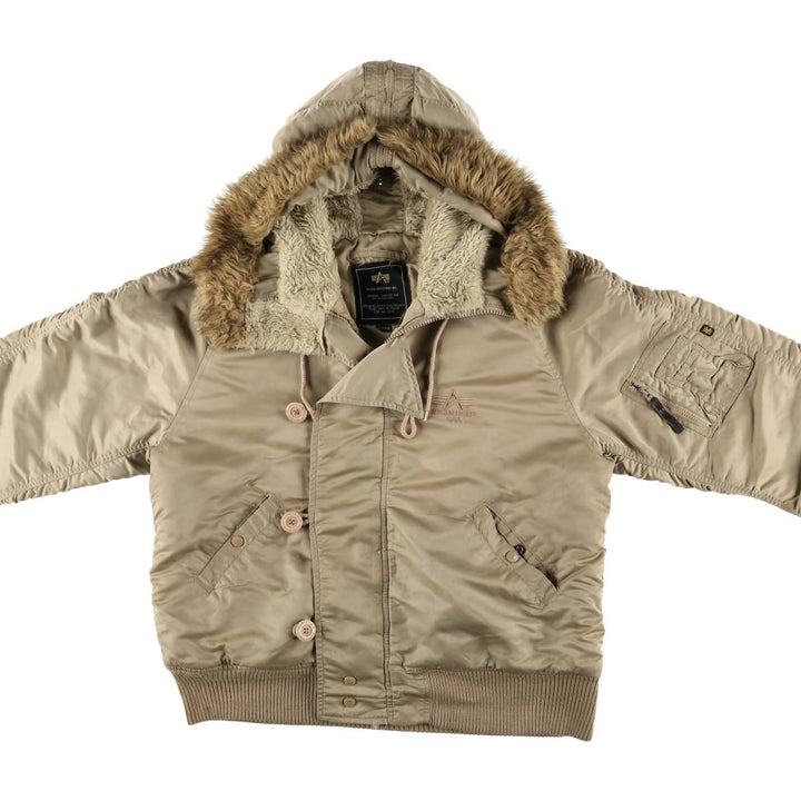 Alpha N-2B Type Padded Military Flight Jacket, Men's Size XL Nylon Beige type Vintage Second Hand