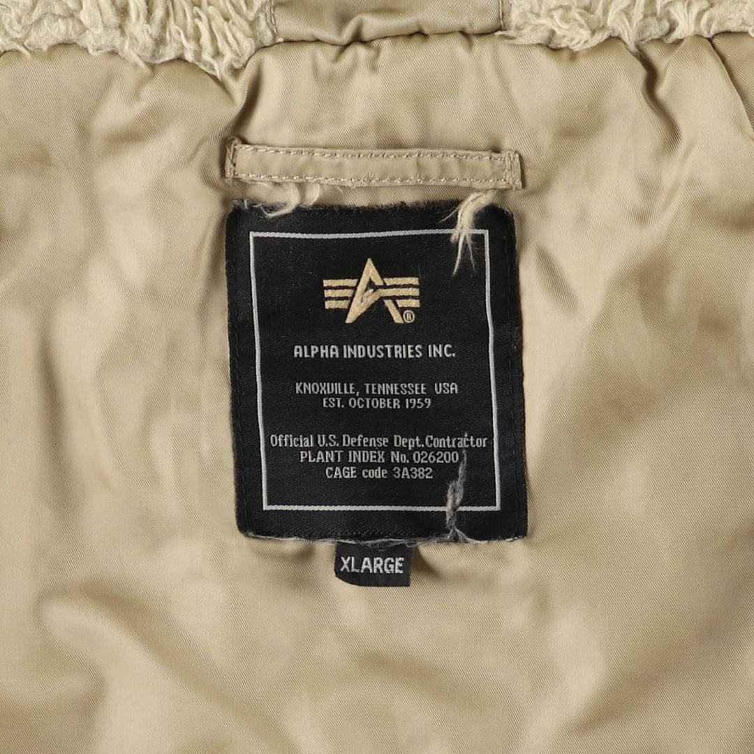 Alpha N-2B Type Padded Military Flight Jacket, Men's Size XL Nylon Beige type Vintage Second Hand