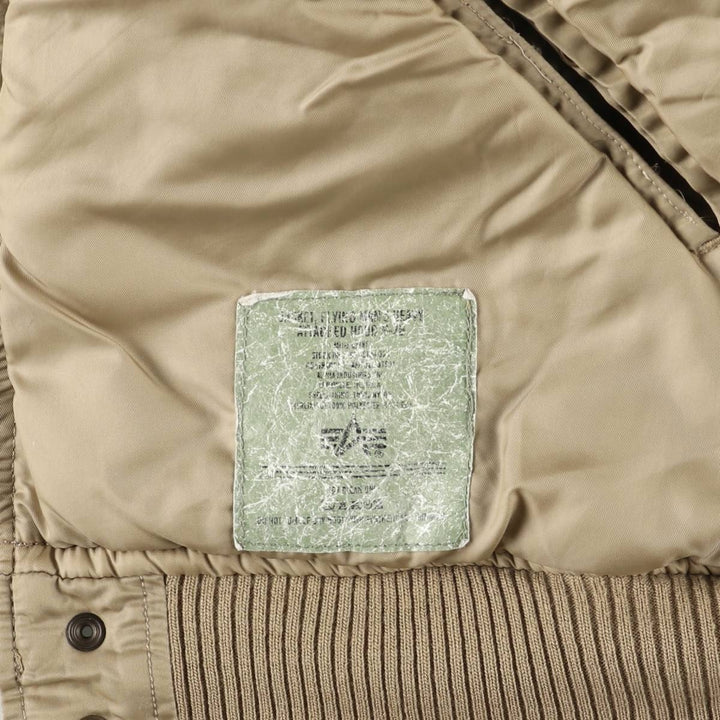 Alpha N-2B Type Padded Military Flight Jacket, Men's Size XL Nylon Beige type Vintage Second Hand