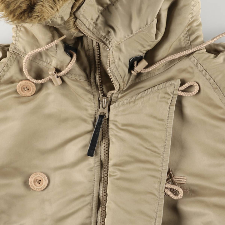 Alpha N-2B Type Padded Military Flight Jacket, Men's Size XL Nylon Beige type Vintage Second Hand