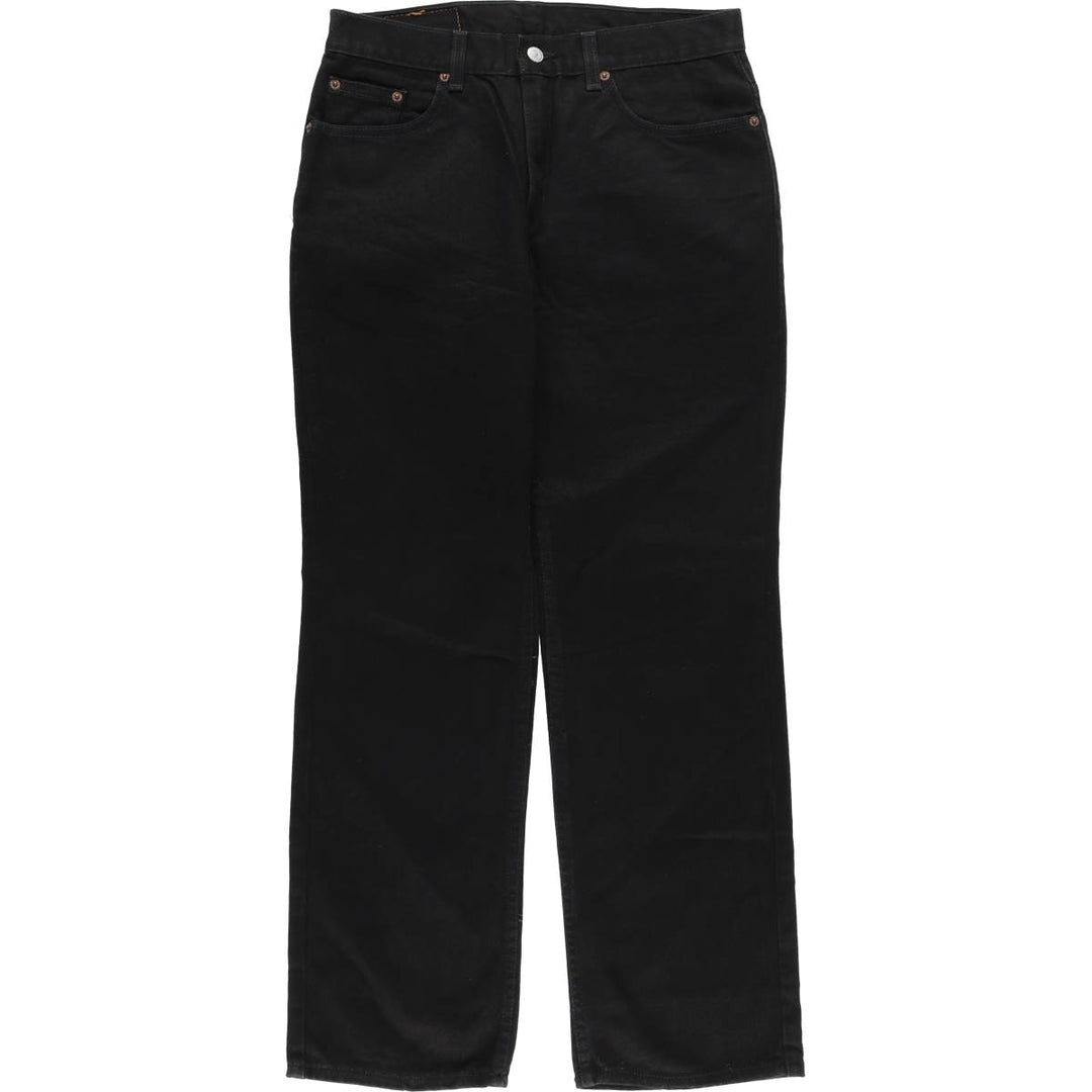 2000'S Levi's 505 Low Rise Straight Leg Black Denim Tapered Denim Pants, Made in USA, Women's XL (W31) cotton black type Vintage Second Hand