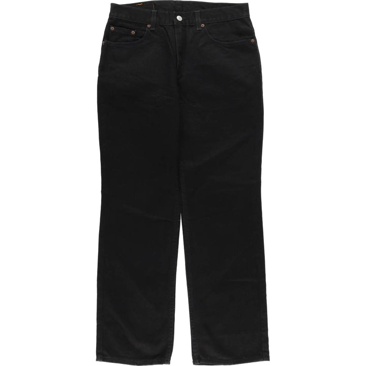 2000'S Levi's 505 Low Rise Straight Leg Black Denim Tapered Denim Pants, Made in USA, Women's XL (W31) cotton black type Vintage Second Hand