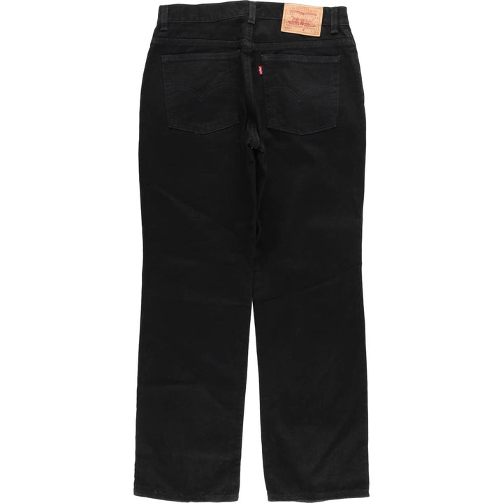 2000'S Levi's 505 Low Rise Straight Leg Black Denim Tapered Denim Pants, Made in USA, Women's XL (W31) cotton black type Vintage Second Hand