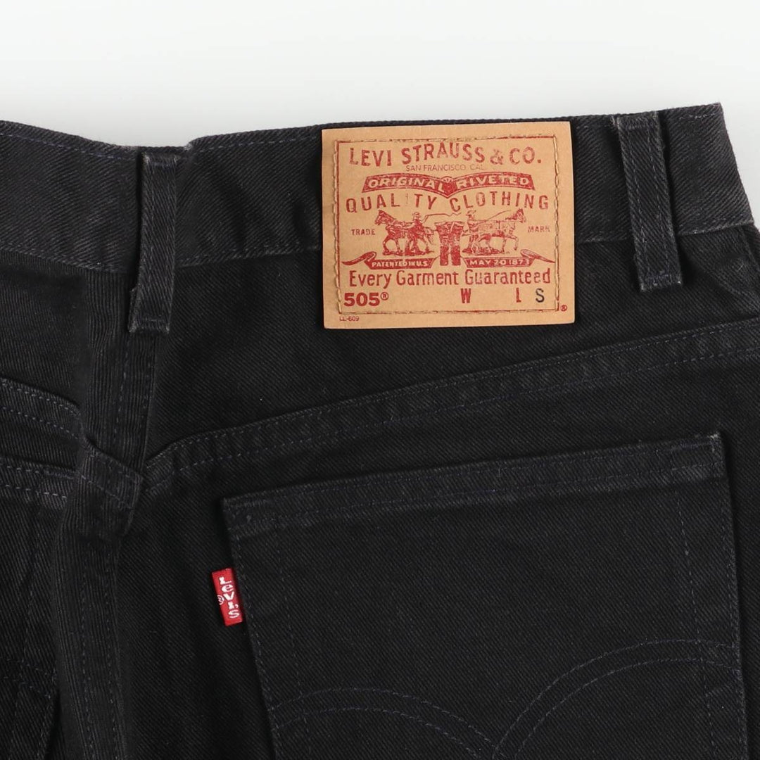 2000'S Levi's 505 Low Rise Straight Leg Black Denim Tapered Denim Pants, Made in USA, Women's XL (W31) cotton black type Vintage Second Hand