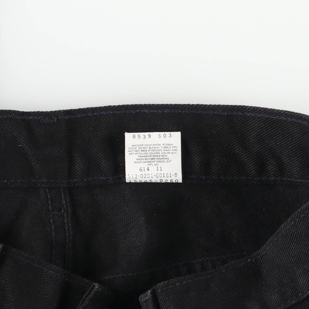 2000'S Levi's 505 Low Rise Straight Leg Black Denim Tapered Denim Pants, Made in USA, Women's XL (W31) cotton black type Vintage Second Hand