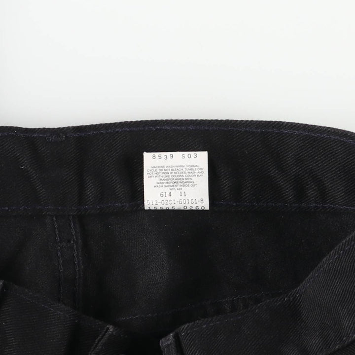 2000'S Levi's 505 Low Rise Straight Leg Black Denim Tapered Denim Pants, Made in USA, Women's XL (W31) cotton black type Vintage Second Hand