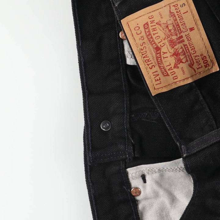 2000'S Levi's 505 Low Rise Straight Leg Black Denim Tapered Denim Pants, Made in USA, Women's XL (W31) cotton black type Vintage Second Hand