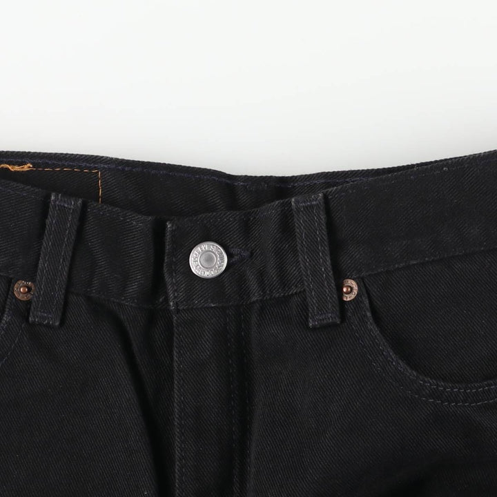 2000'S Levi's 505 Low Rise Straight Leg Black Denim Tapered Denim Pants, Made in USA, Women's XL (W31) cotton black type Vintage Second Hand