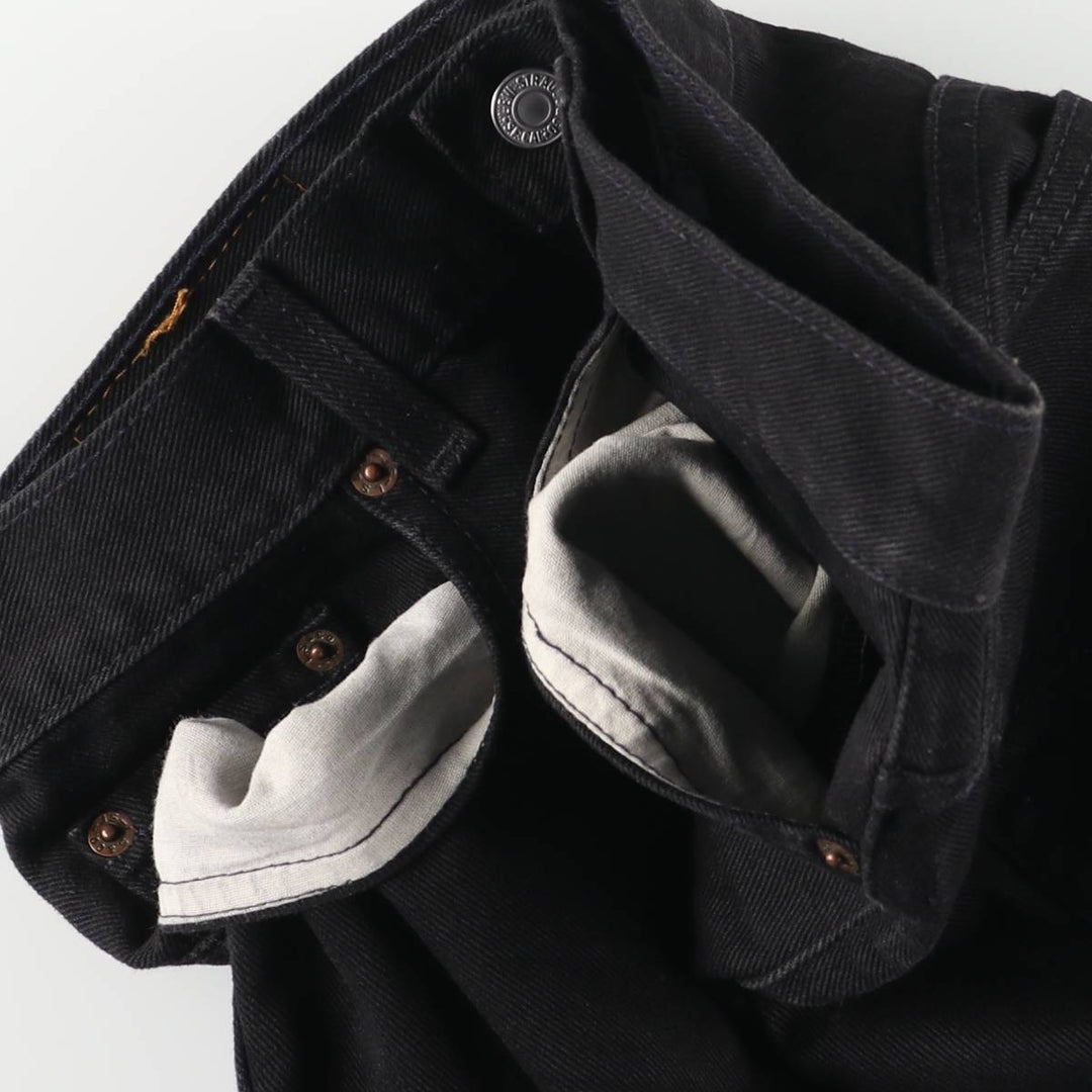 2000'S Levi's 505 Low Rise Straight Leg Black Denim Tapered Denim Pants, Made in USA, Women's XL (W31) cotton black type Vintage Second Hand