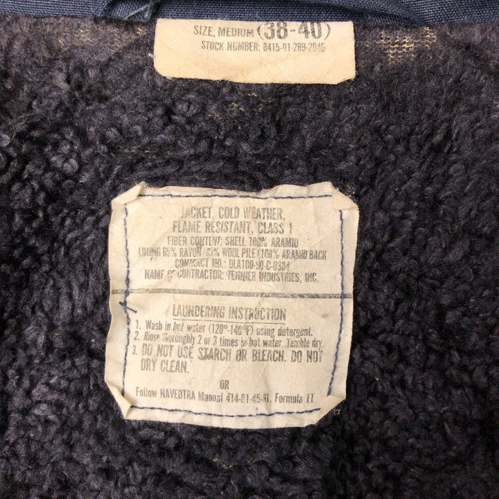 1990'S US Navy Aramid Deck Jacket, Made in USA, Size Medium (38-40), Men's M Aramid navy blue type Vintage Second Hand