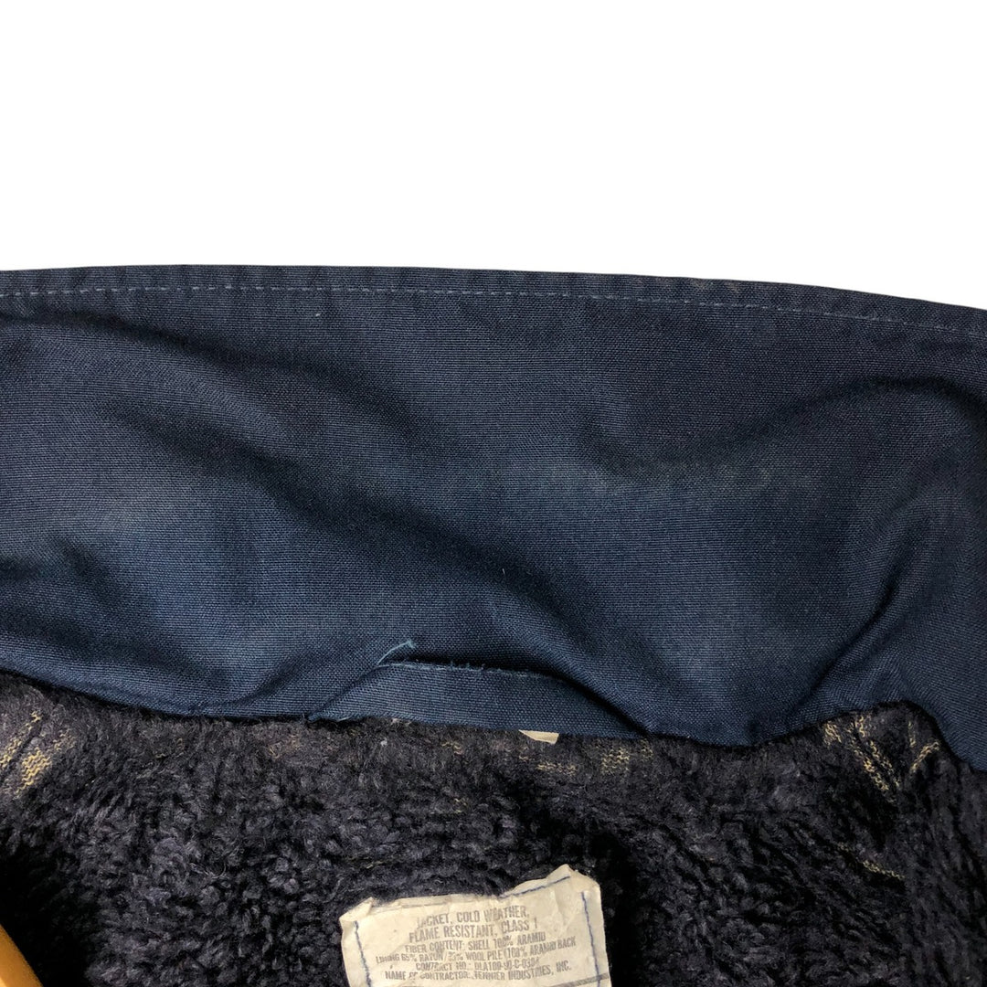 1990'S US Navy Aramid Deck Jacket, Made in USA, Size Medium (38-40), Men's M Aramid navy blue type Vintage Second Hand