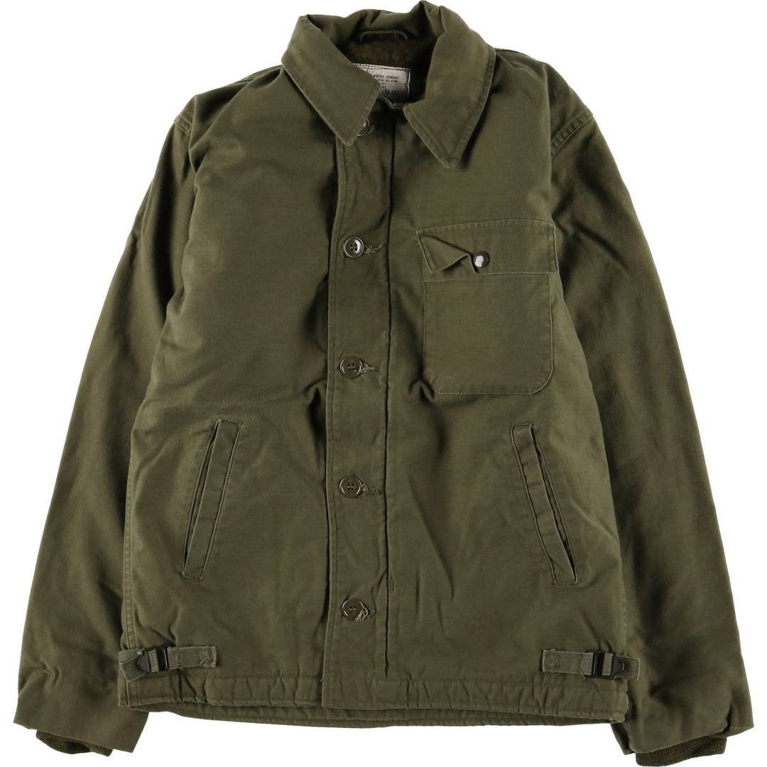 Authentic 1980'S US Navy A-2 Military Deck Jacket, Made in USA, Small (34-36), Men's Size Small, Vintage Nylon Khaki type Vintage Second Hand