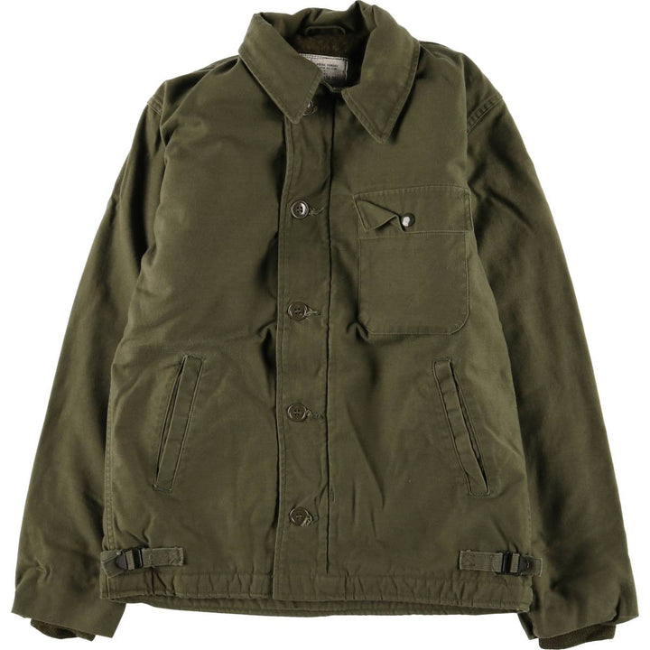 Authentic 1980'S US Navy A-2 Military Deck Jacket, Made in USA, Small (34-36), Men's Size Small, Vintage Nylon Khaki type Vintage Second Hand