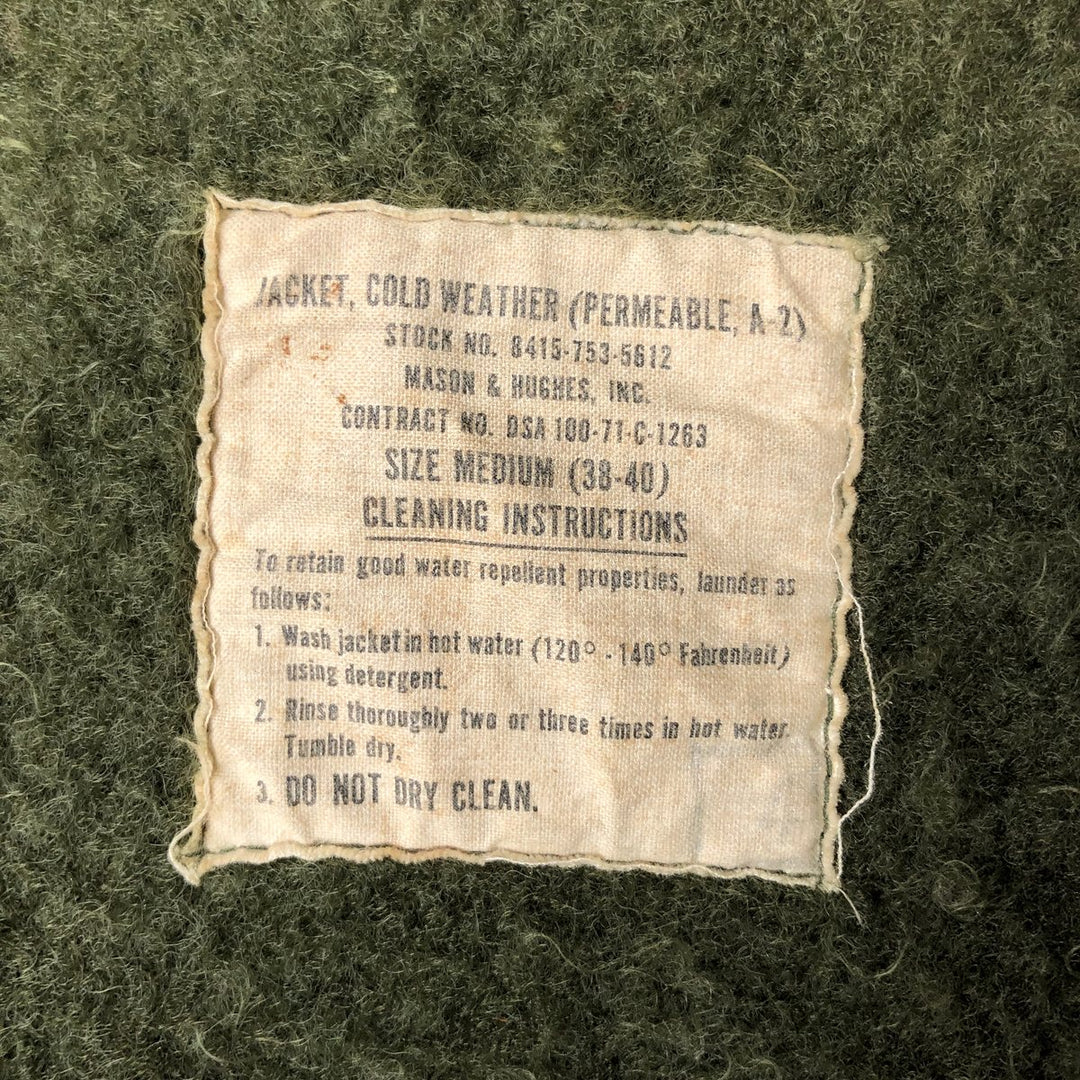 Authentic 1970'S US Navy A-2 Deck Jacket with Back Stencil, Made in USA, Medium (38-40), Men's Size M unclear Khaki type Vintage Second Hand