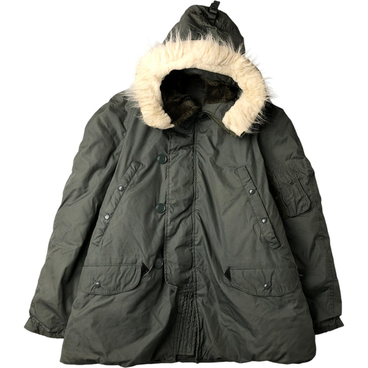 1980'S US Military N-3B Flight Jacket, Made in USA, X-LARGE, Men's XL, Vintage cotton Khaki type Vintage Second Hand