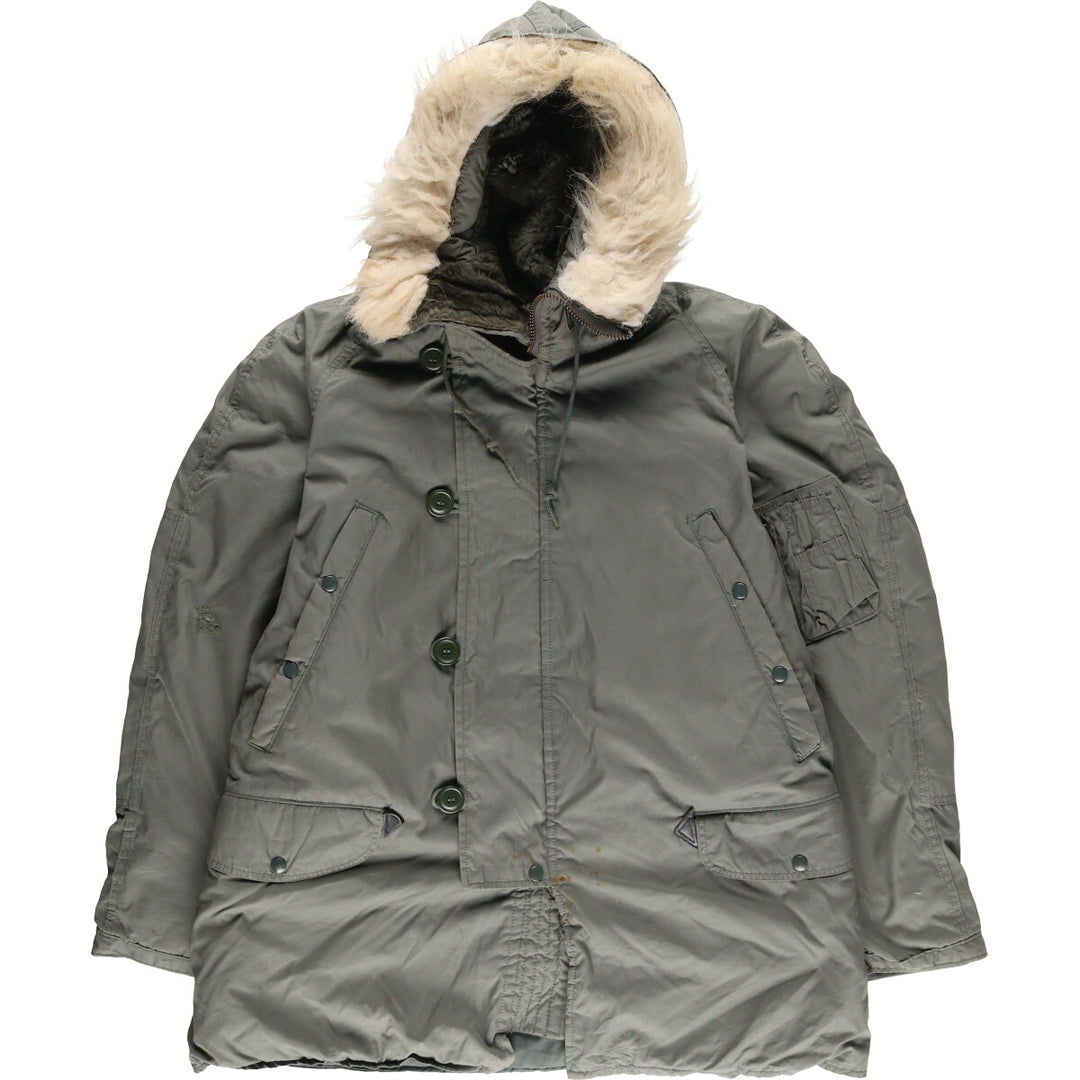 1980'S US Military N-3B Flight Jacket, Made in USA, Large, Men's Size L, Vintage cotton Khaki type Vintage Second Hand