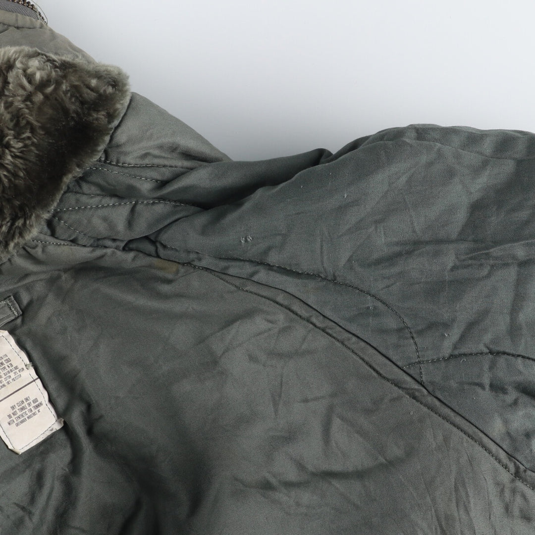 1980'S US Military N-3B Flight Jacket, Made in USA, Large, Men's Size L, Vintage cotton Khaki type Vintage Second Hand