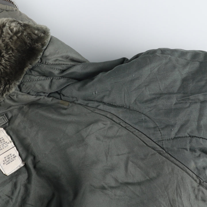 1980'S US Military N-3B Flight Jacket, Made in USA, Large, Men's Size L, Vintage cotton Khaki type Vintage Second Hand