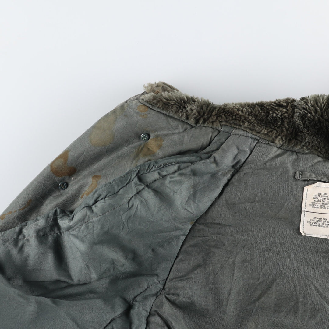 1980'S US Military N-3B Flight Jacket, Made in USA, Large, Men's Size L, Vintage cotton Khaki type Vintage Second Hand