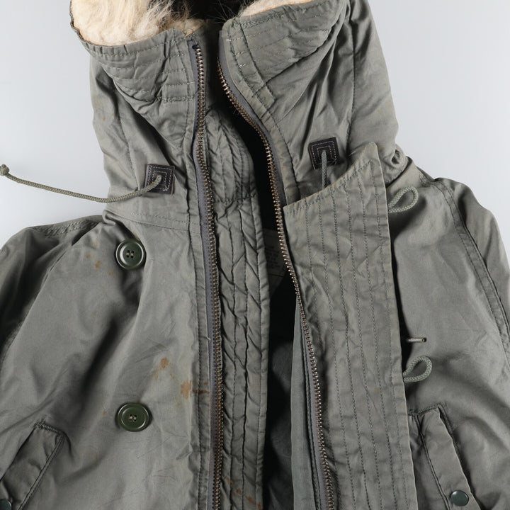 1980'S US Military N-3B Flight Jacket, Made in USA, Large, Men's Size L, Vintage cotton Khaki type Vintage Second Hand