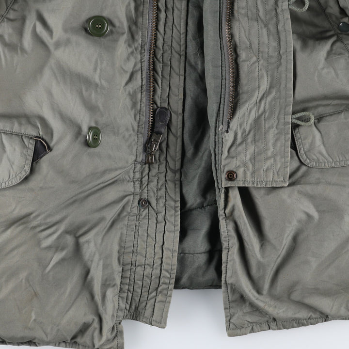 1980'S US Military N-3B Flight Jacket, Made in USA, Large, Men's Size L, Vintage cotton Khaki type Vintage Second Hand
