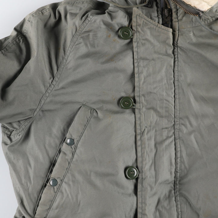 1980'S US Military N-3B Flight Jacket, Made in USA, Large, Men's Size L, Vintage cotton Khaki type Vintage Second Hand
