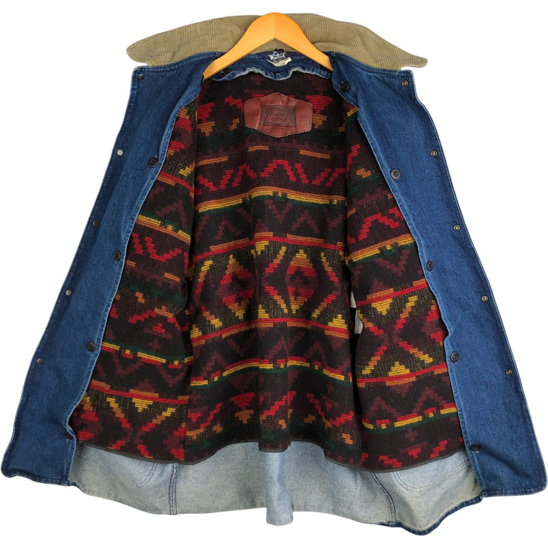 Vintage 1980'S WOOLRICH denim hunting jacket, made in the USA, size L, men's cotton blue type Vintage Second Hand