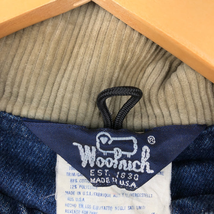 Vintage 1980'S WOOLRICH denim hunting jacket, made in the USA, size L, men's cotton blue type Vintage Second Hand