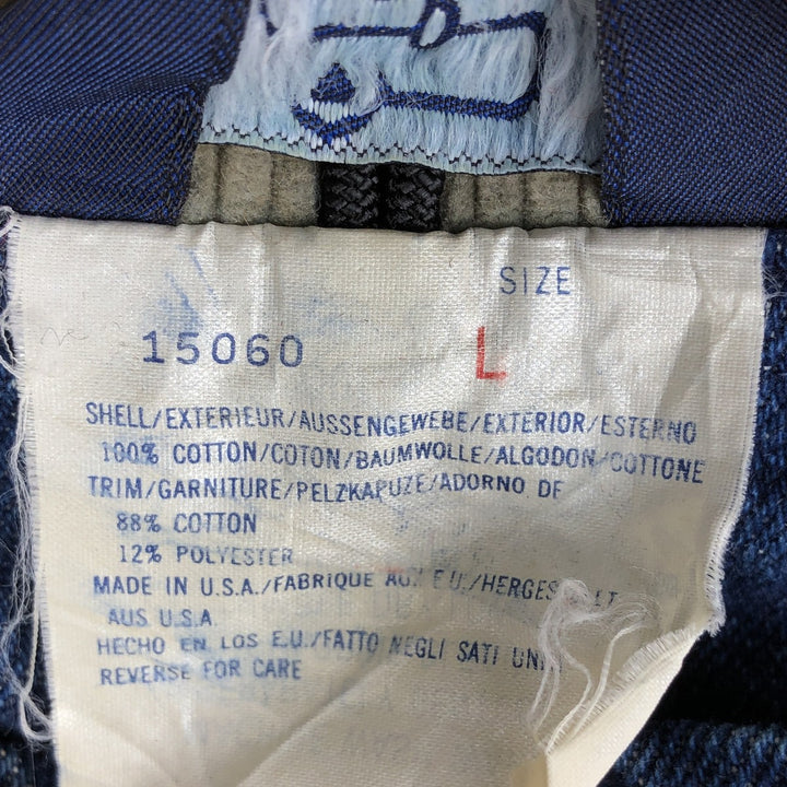 Vintage 1980'S WOOLRICH denim hunting jacket, made in the USA, size L, men's cotton blue type Vintage Second Hand