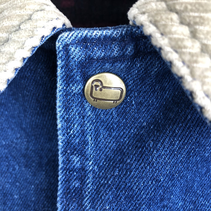 Vintage 1980'S WOOLRICH denim hunting jacket, made in the USA, size L, men's cotton blue type Vintage Second Hand