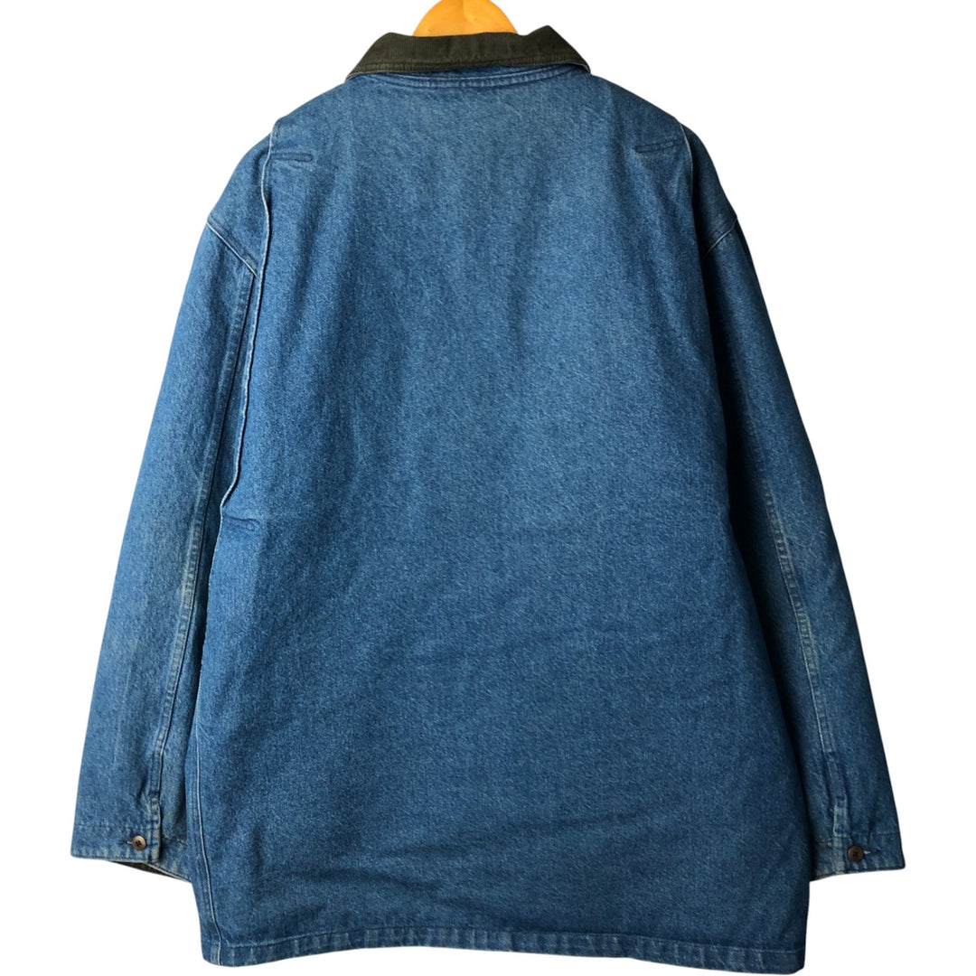 70s-80'S LLBean padded denim hunting jacket, made in the USA, men's size L cotton blue type Vintage Second Hand