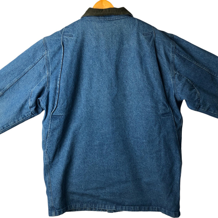 70s-80'S LLBean padded denim hunting jacket, made in the USA, men's size L cotton blue type Vintage Second Hand