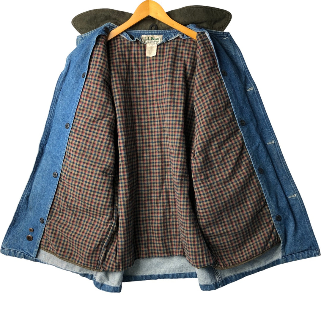 70s-80'S LLBean padded denim hunting jacket, made in the USA, men's size L cotton blue type Vintage Second Hand