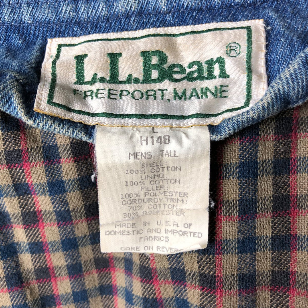 70s-80'S LLBean padded denim hunting jacket, made in the USA, men's size L cotton blue type Vintage Second Hand