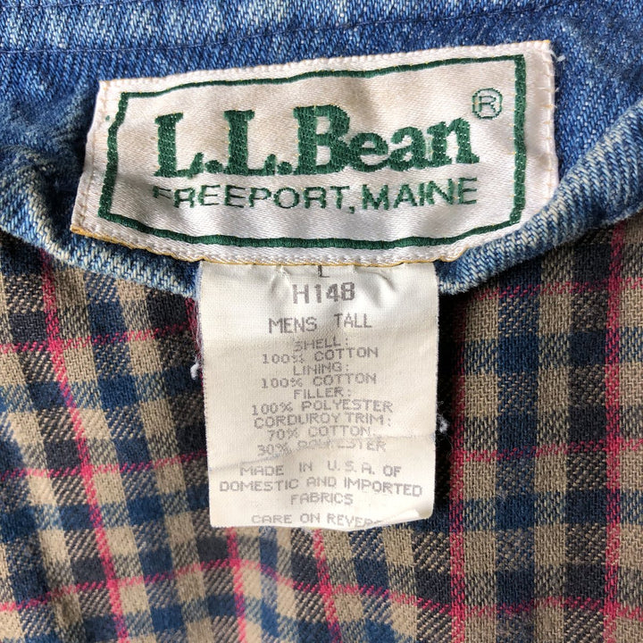 70s-80'S LLBean padded denim hunting jacket, made in the USA, men's size L cotton blue type Vintage Second Hand