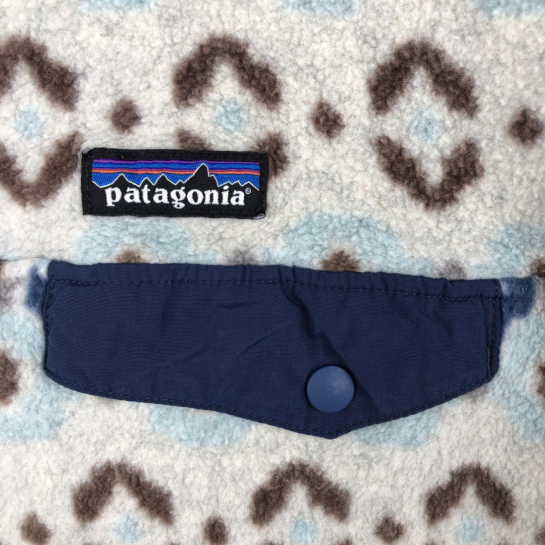Patagonia Synchilla Snap-T, geometric print, half-snap fleece pullover, men's size XL unclear gray type Vintage Second Hand