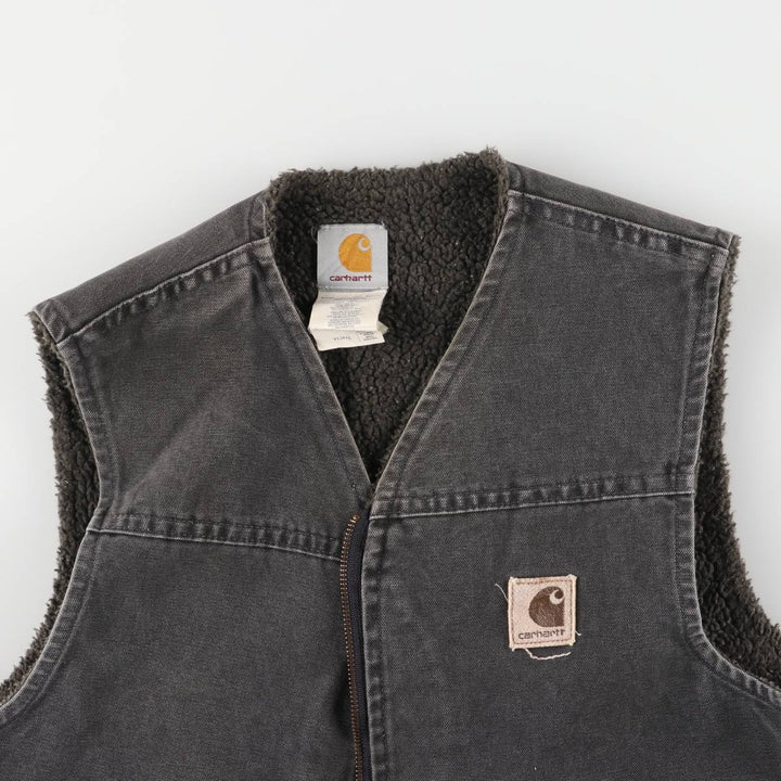 2000'S Carhartt Duck Vest, Made in USA, Men's Size M cotton gray type Vintage Second Hand
