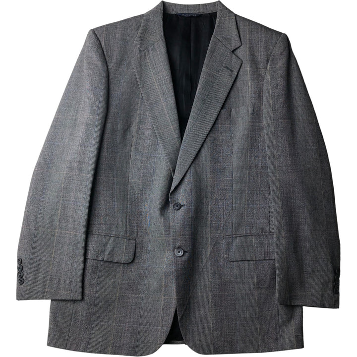 Burberry's Check Pattern Glen Plaid Wool Tailored Jacket, Made in USA, Men's Size L wool gray type Vintage Second Hand