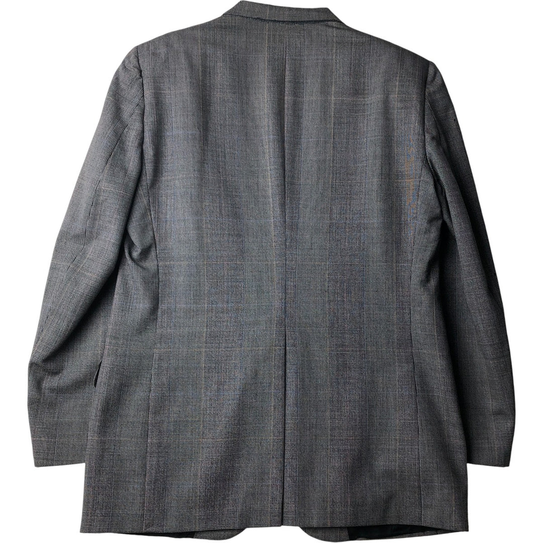 Burberry's Check Pattern Glen Plaid Wool Tailored Jacket, Made in USA, Men's Size L wool gray type Vintage Second Hand