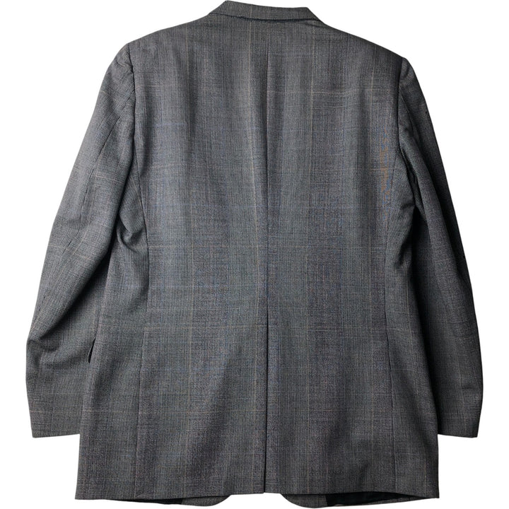 Burberry's Check Pattern Glen Plaid Wool Tailored Jacket, Made in USA, Men's Size L wool gray type Vintage Second Hand