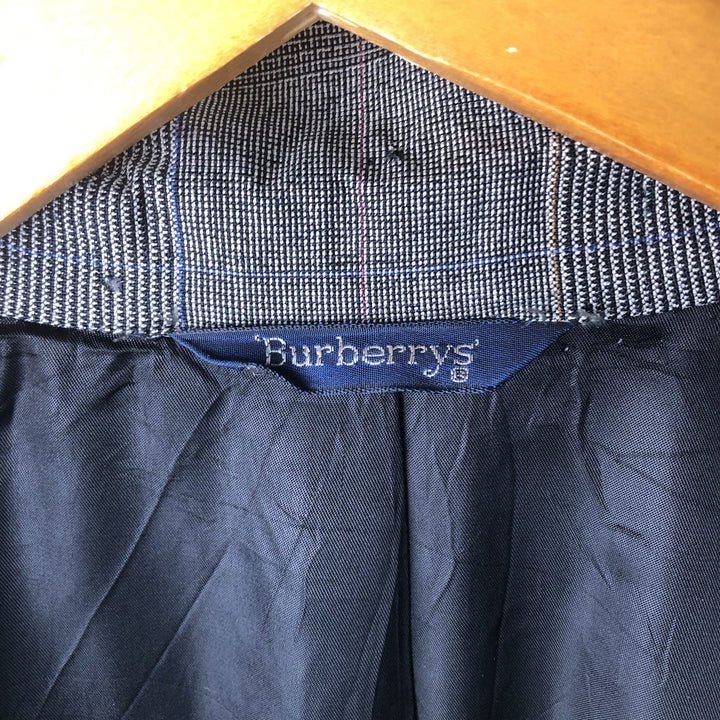 Burberry's Check Pattern Glen Plaid Wool Tailored Jacket, Made in USA, Men's Size L wool gray type Vintage Second Hand